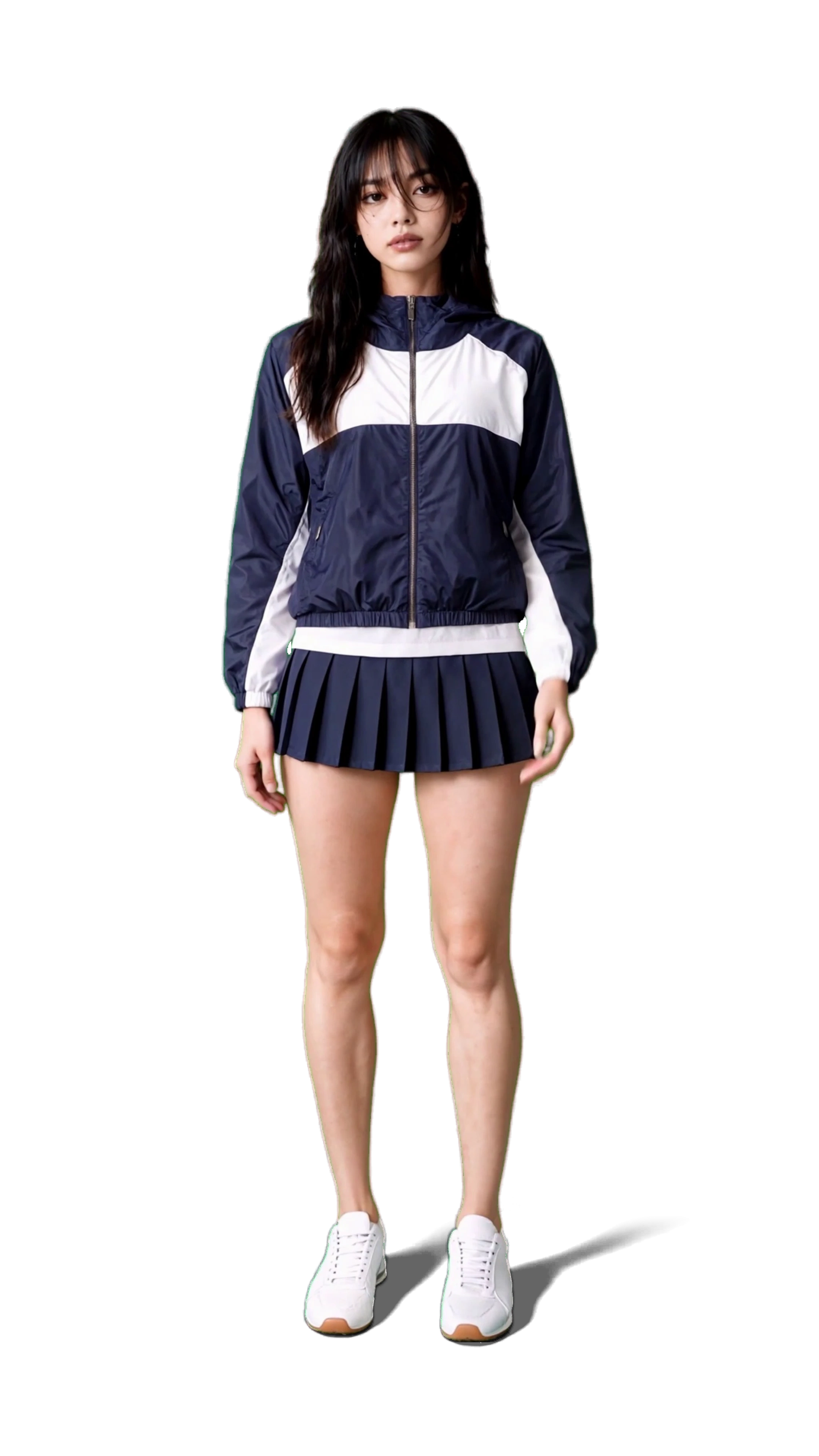 Paddock windbreaker and pleated skirt